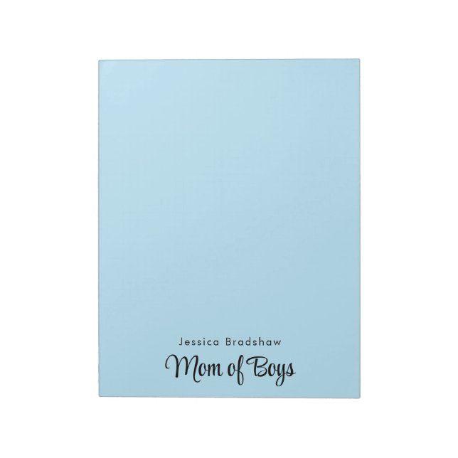 Modern Minimalist Chic Pastel Blue "Mum of Boys" Notepad (Rotated)