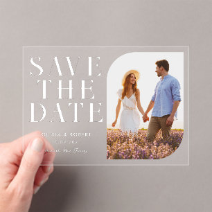 Modern Minimalist Chic Photo Wedding Save the Date Acrylic Invitations