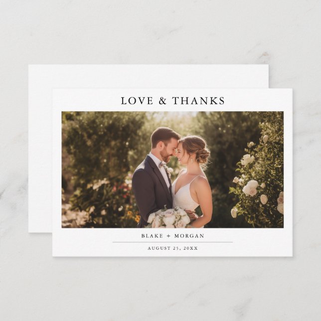 Modern Minimalist Chic Photo Wedding Thank You Card (Front/Back)