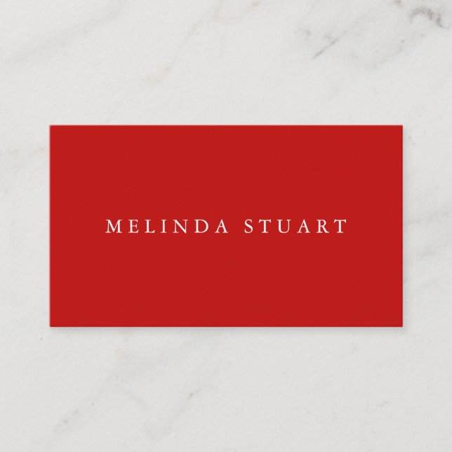 Modern Minimalist Chic Red Business Card (Front)