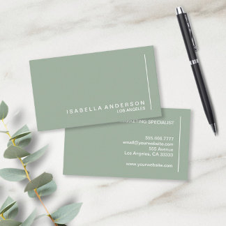 Modern Minimalist Chic Sage Green Professional Business Card