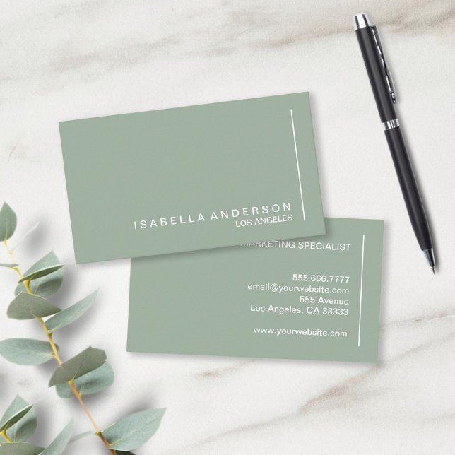 Modern Minimalist Chic Sage Green Professional Business Card (Creator Uploaded)