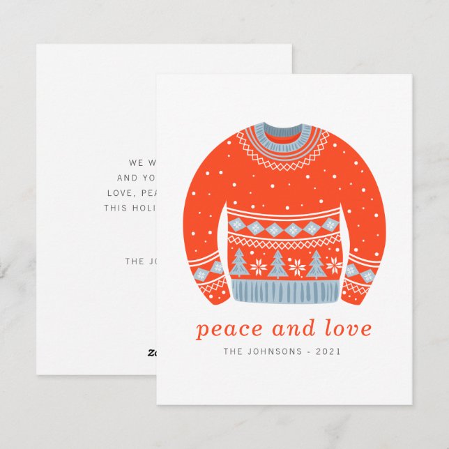Modern Minimalist Chic Ugly Knitted Sweater Holiday Card (Front/Back)
