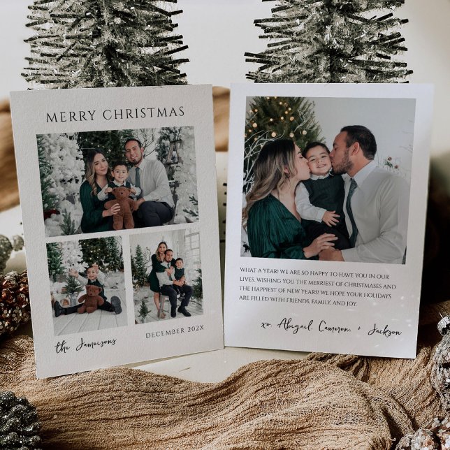 Modern Minimalist Christmas Card with Photos (Creator Uploaded)