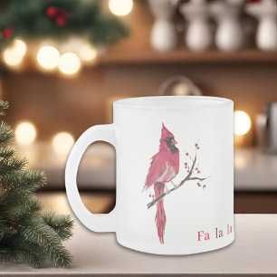 Modern Minimalist Christmas Cardinal Frosted Glass Coffee Mug