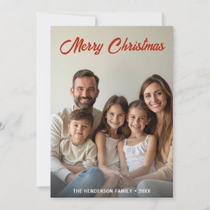 Modern Minimalist Christmas Custom Photo Green Holiday Card