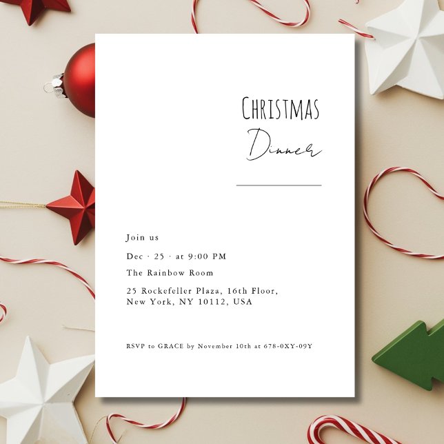 Modern Minimalist Christmas Dinner Invitation  (Creator Uploaded)