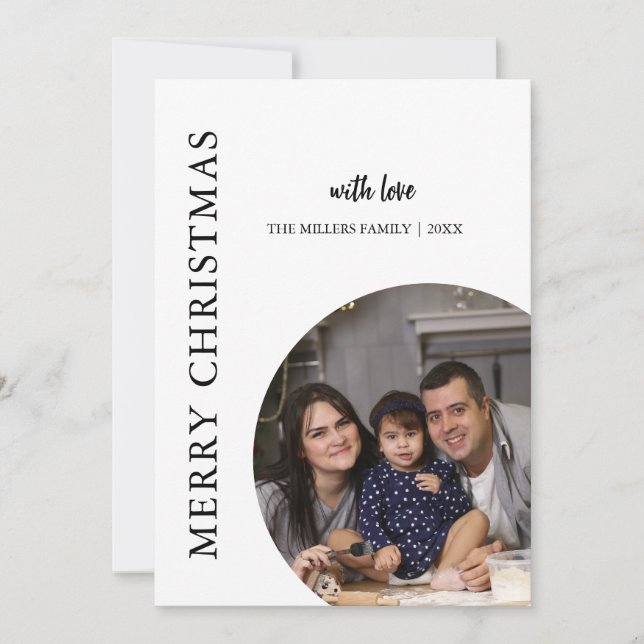 Modern Minimalist Christmas Family Holiday Photo Invitation (Front)