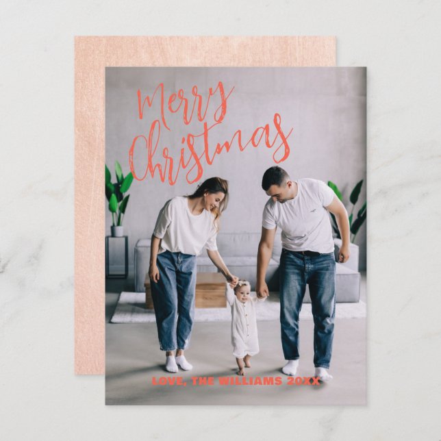 Modern Minimalist Christmas Family Photo Card (Front/Back)