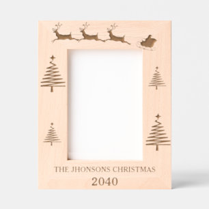 Modern Minimalist Christmas Family Photo  Etched Frames