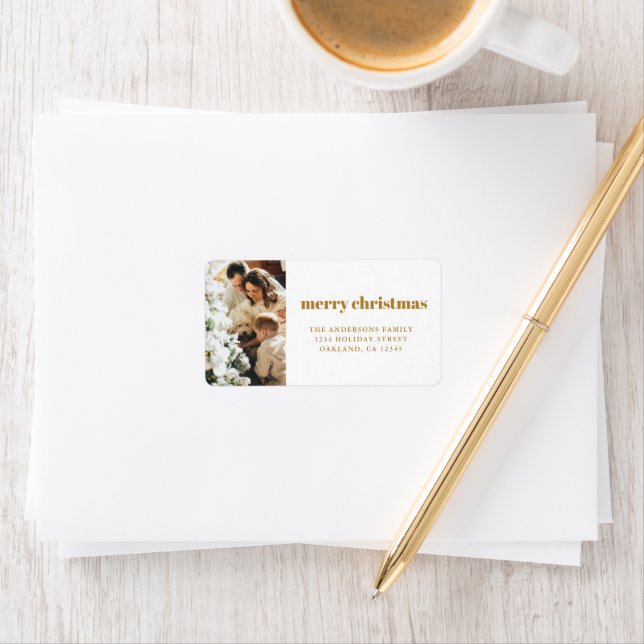 Modern Minimalist Christmas Family Photo Gold Label (Insitu)