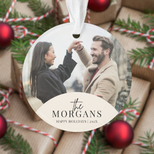 Modern Minimalist Christmas Family Photo  Ornament