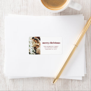 Modern Minimalist Christmas Family Photo Red Label
