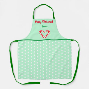 Modern Minimalist Christmas Heart Candy Cane Apron