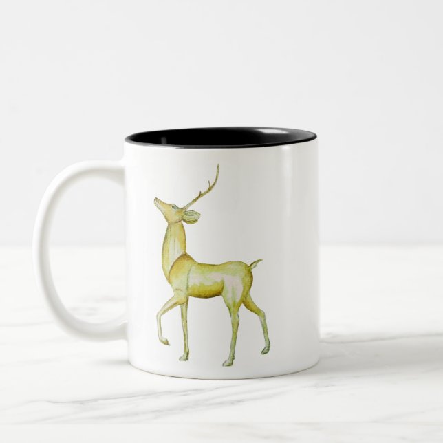Modern Minimalist Christmas Holiday Reindeer  Two-Tone Coffee Mug (Left)