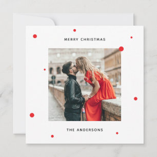 Modern Minimalist Christmas   Photo + Red Confetti Holiday Card