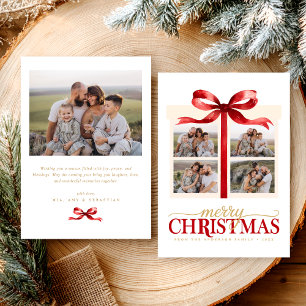 Modern Minimalist Christmas Red Photo Holiday Card