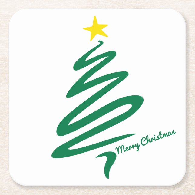 Modern Minimalist Christmas Tree Coaster (Front)