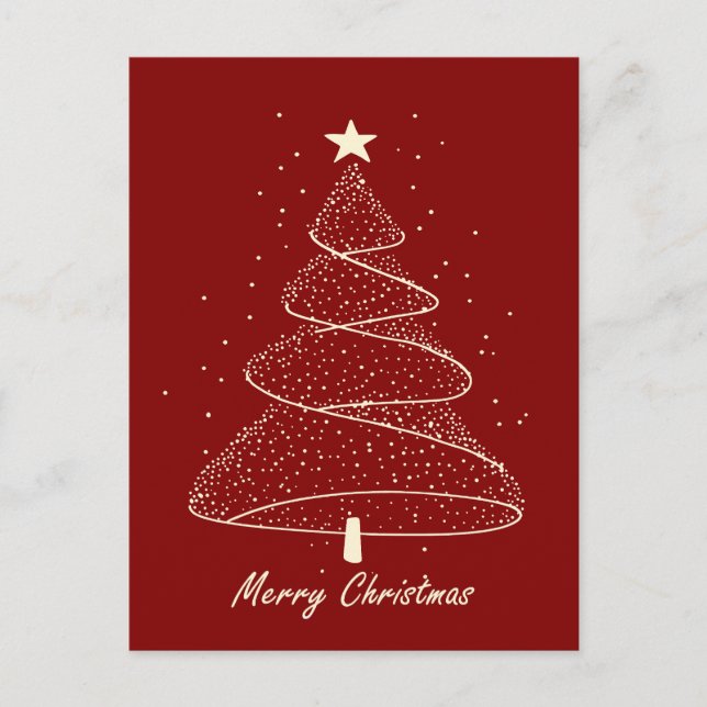 Modern Minimalist Christmas Tree Holiday Postcard (Front)