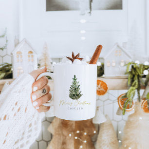 Modern Minimalist Christmas Tree Merry Christmas Coffee Mug