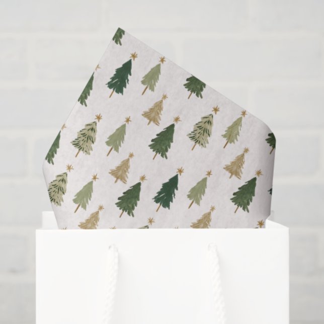 Modern Minimalist Christmas Tree Pattern Tissue Paper (Gift Bag)