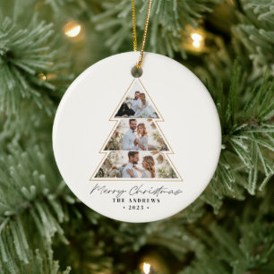 Modern Minimalist Christmas Tree Photo Collage Ceramic Tree Decoration