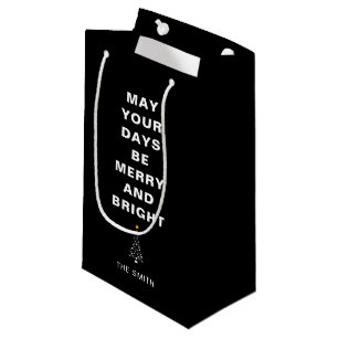 Modern Minimalist Christmas Tree Simple Black Small Gift Bag