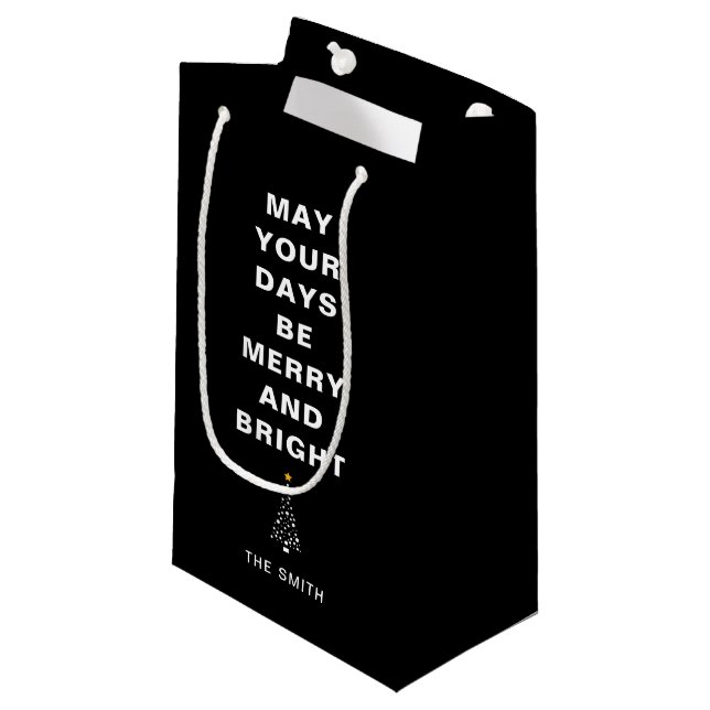 Modern Minimalist Christmas Tree Simple Black Small Gift Bag (Front Angled)