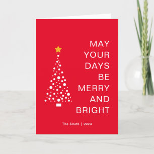 Modern Minimalist Christmas Tree Simple Red Holiday Card