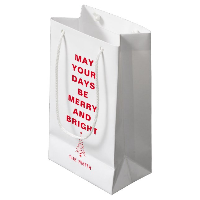 Modern Minimalist Christmas Tree Simple White Small Gift Bag (Front Angled)