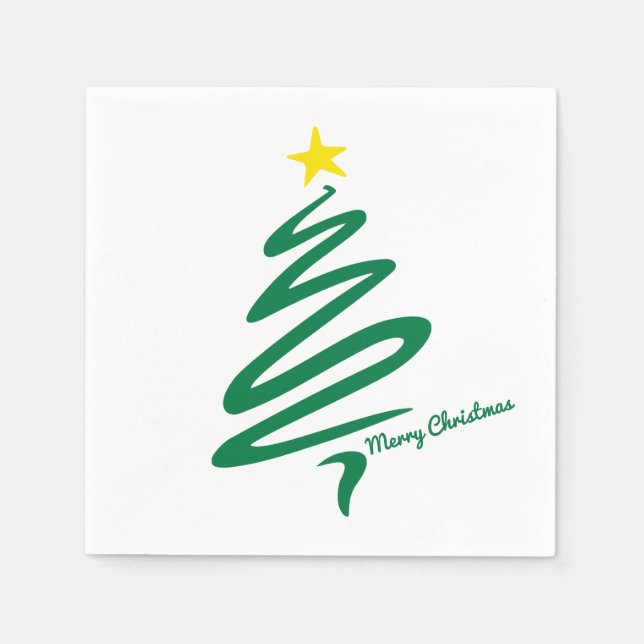 Modern & Minimalist Christmas Tree Swoosh Napkin (Front)