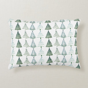 Modern Minimalist Christmas Trees Doodles Decorative Cushion