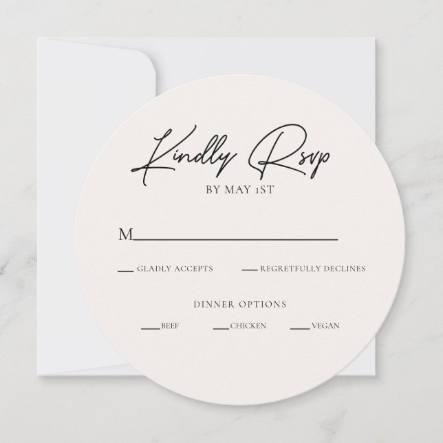 Modern Minimalist Circle RSVP Enclosure Card (Front)