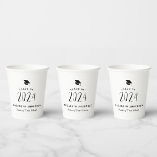 Modern Minimalist Class of 2024 Graduation Party Paper Cups