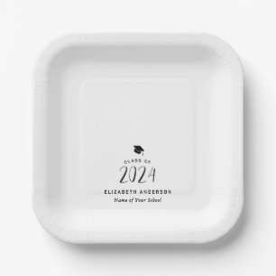 Modern Minimalist Class of 2024 Graduation Party Paper Plate