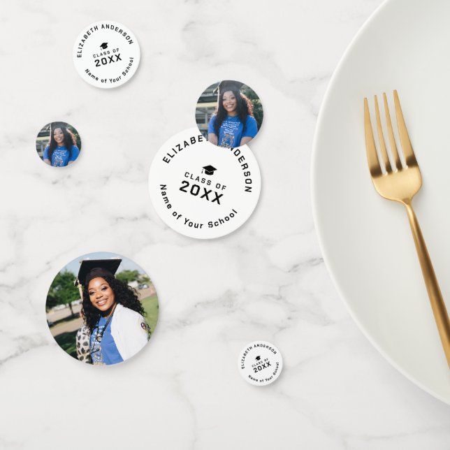 Modern Minimalist Class of 2024 Graduation Photo Confetti (Group)