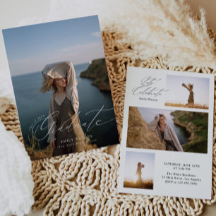 Modern Minimalist Classic Arch Photo Graduation Invitation