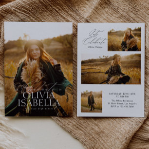 Modern Minimalist Classic Arch Photo Graduation Invitation