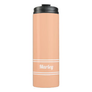 Modern Minimalist Classic Custom Name Peach White Thermal Tumbler