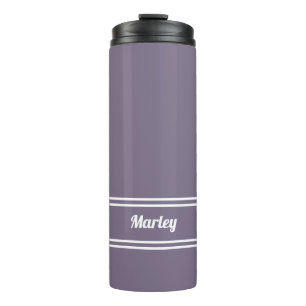 Modern Minimalist Classic Custom Name Purple White Thermal Tumbler
