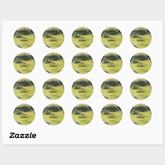 Modern Minimalist classic Flowers wedding Round Sticker (Sheet)