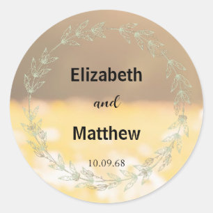 Modern Minimalist classic Flowers wedding Round Sticker