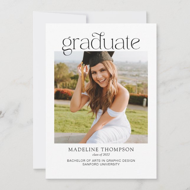 Modern Minimalist Classy Photo Collage Graduation Invitation (Front)