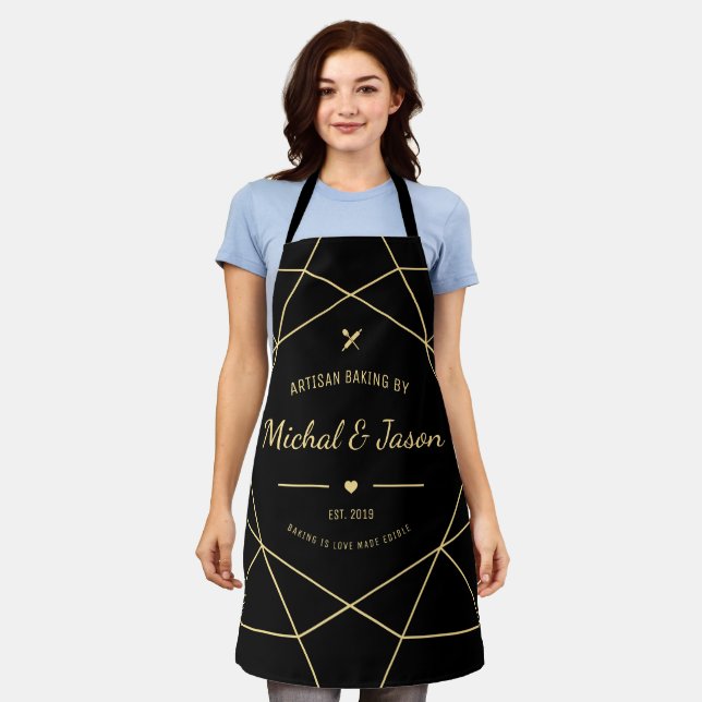 Modern Minimalist Clean Lines Baking is Love-BLACK Apron (Worn)
