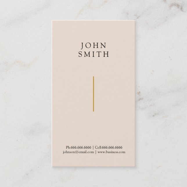 Modern Minimalist Clean Simple Modern Gold & Cream Business Card (Front)