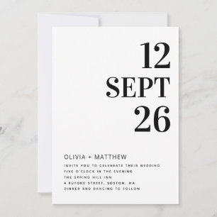Modern Minimalist Clean Wedding Photo & QR Code Invitation