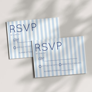 Modern Minimalist Coastal Blue StripesWedding RSVP Card