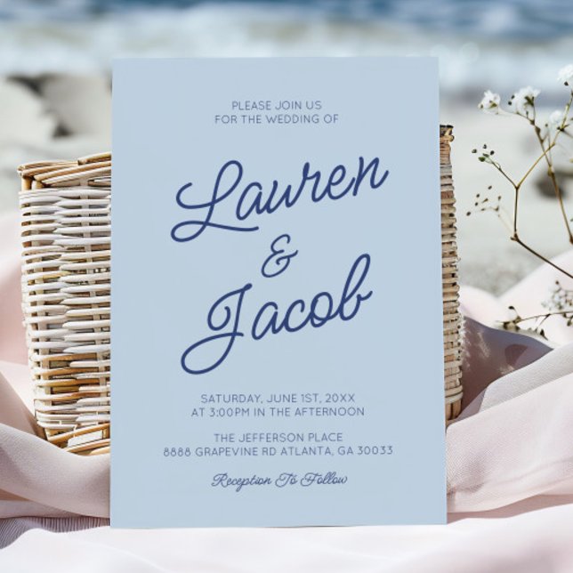 Modern Minimalist Coastal Blue Wedding Invitation (Creator Uploaded)