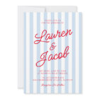 Modern Minimalist Coastal Red Blue Stripes Wedding