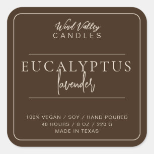 Modern minimalist coffee brown candle label